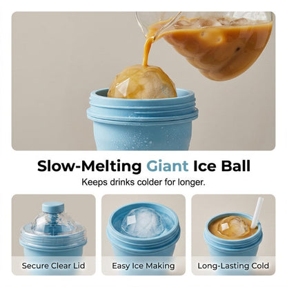 🏆LAST DAY SALE: ONLY $7.99!! 🧊 𝐁i𝐥𝐥𝐡𝐨𝐥® 2-in-1 Collapsible Ice Ball Maker Cup – Portable Ice Mold with Straw Lid