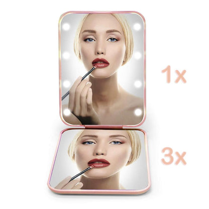 Billhol®💡Portable LED Lighted Makeup Mirror – Compact Travel Beauty Mirror