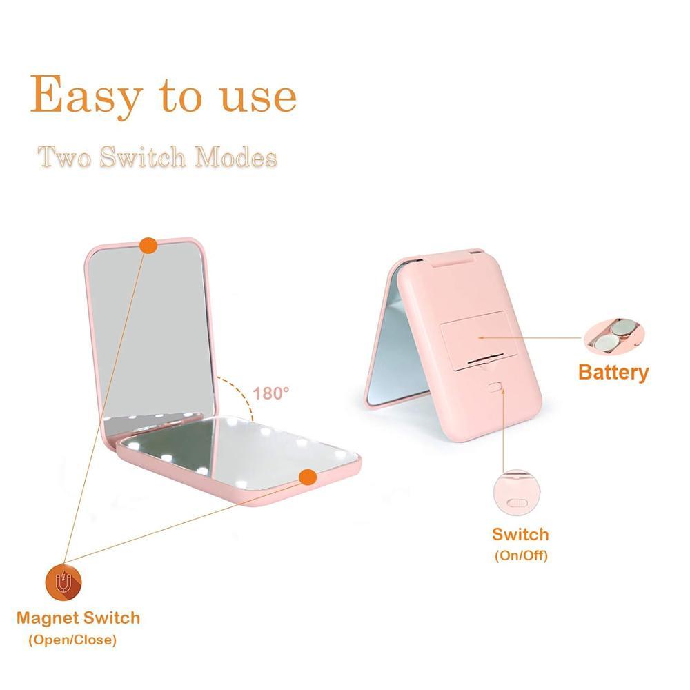 Billhol®💡Portable LED Lighted Makeup Mirror – Compact Travel Beauty Mirror