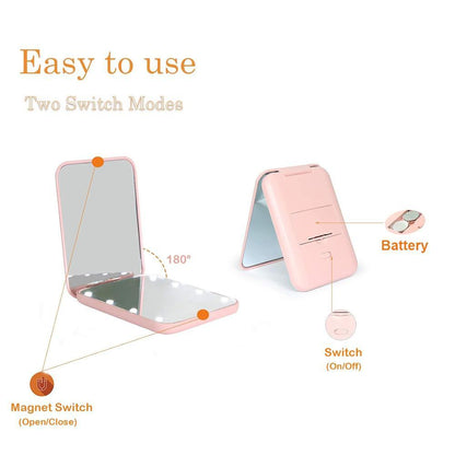 Billhol®💡Portable LED Lighted Makeup Mirror – Compact Travel Beauty Mirror