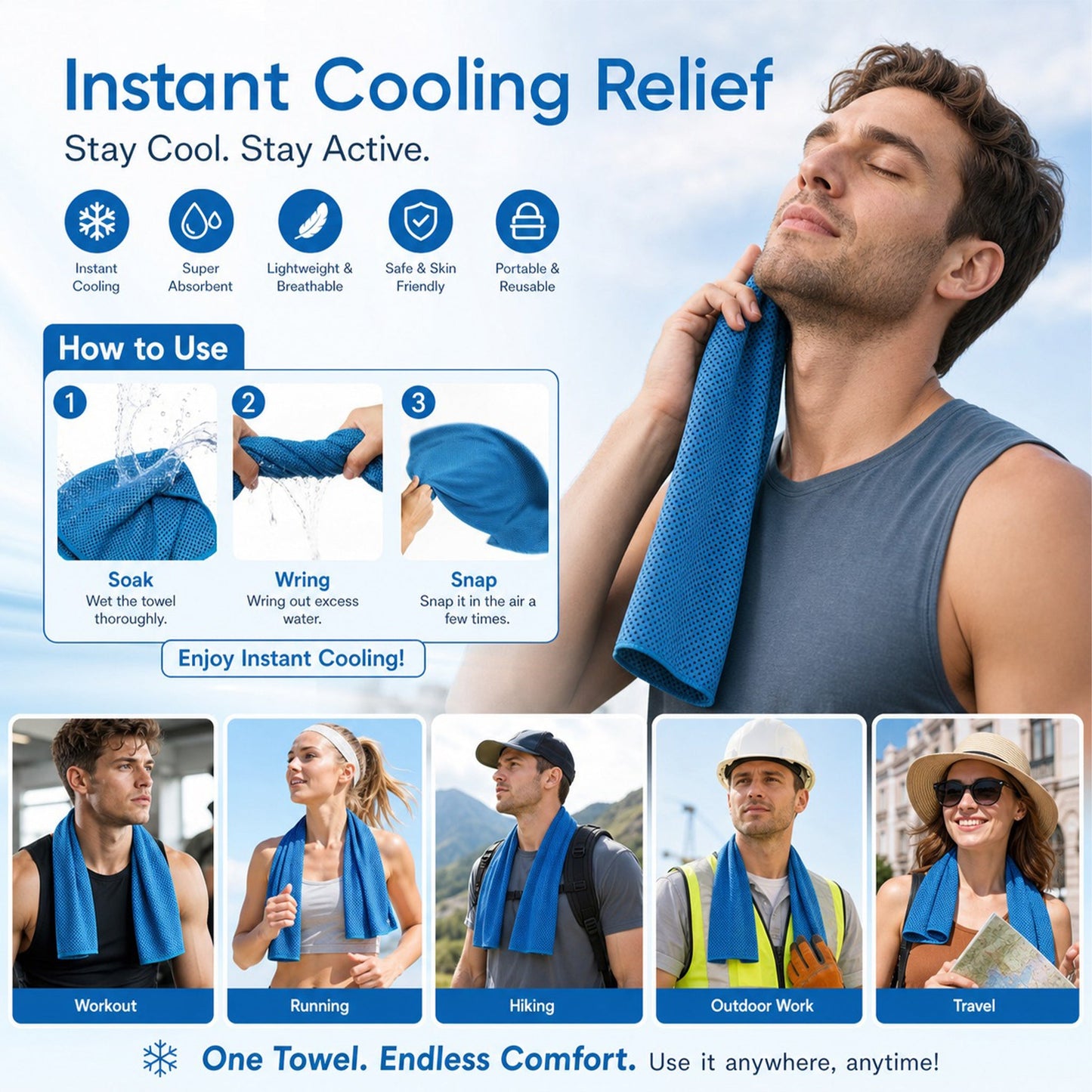 🎁 Buy 1 Get 1 Free — Limited Time Summer Offer ❄️ Instant Cooling Towel — Stay Cool Anywhere, Anytime