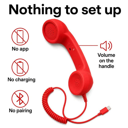 ☎️Retro Phone Handset — Wired USB-C / 3.5mm for Smartphone