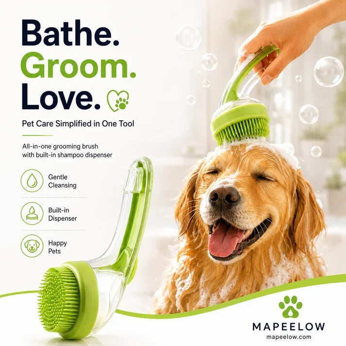 🌟LAST DAY £7.99 🎁BUY 1 GET 1 FREE🐾Pet Bath Brush | Built‑In Shampoo Dispenser for Dogs & Cats