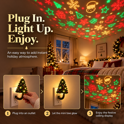 🎄Christmas Tree Projector Night Light — Plug-In Ceiling Décor