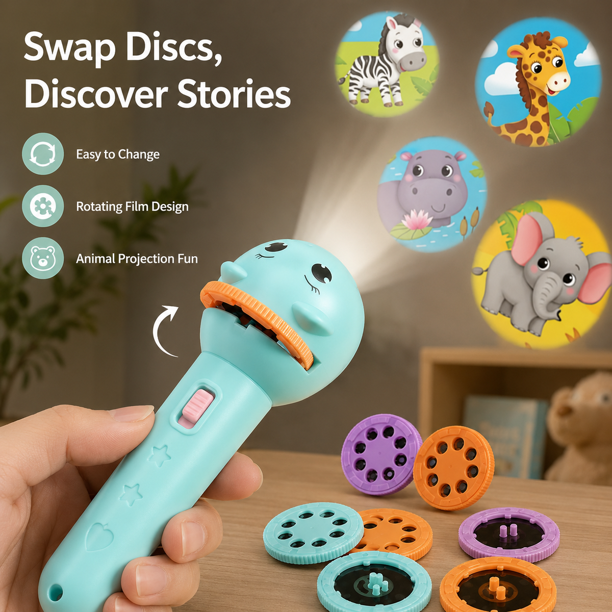 𝐁i𝐥𝐥𝐡𝐨𝐥® Kids Projection Flashlight, Bedtime Story Projector Toy