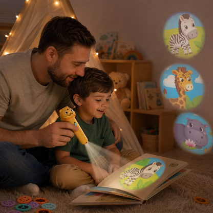 𝐁i𝐥𝐥𝐡𝐨𝐥® Kids Projection Flashlight, Bedtime Story Projector Toy