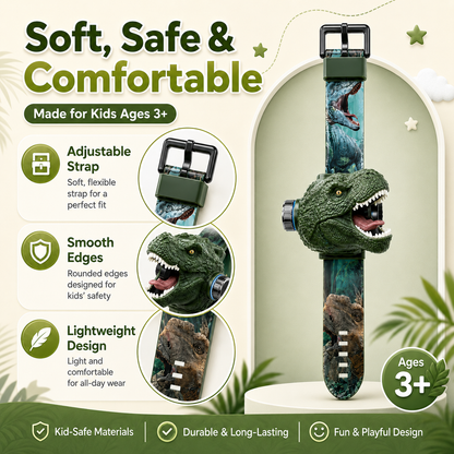 Official Store|🟡𝐁i𝐥𝐥𝐡𝐨𝐥® 3D Dinosaur Projection Watch🦖Realistic T-Rex Design, Safe Soft Strap for Kids Ages 3+