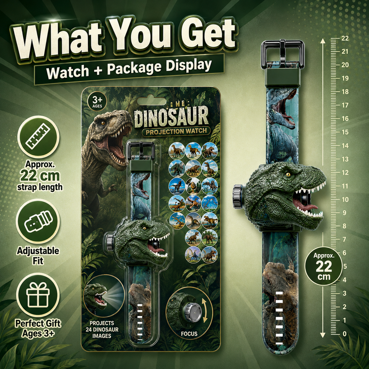 Official Store|🟡𝐁i𝐥𝐥𝐡𝐨𝐥® 3D Dinosaur Projection Watch🦖Realistic T-Rex Design, Safe Soft Strap for Kids Ages 3+