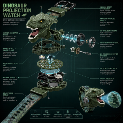 Official Store|🟡𝐁i𝐥𝐥𝐡𝐨𝐥® 3D Dinosaur Projection Watch🦖Realistic T-Rex Design, Safe Soft Strap for Kids Ages 3+