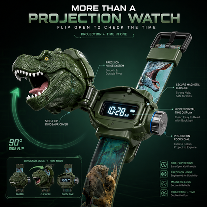 Official Store|🟡𝐁i𝐥𝐥𝐡𝐨𝐥® 3D Dinosaur Projection Watch🦖Realistic T-Rex Design, Safe Soft Strap for Kids Ages 3+