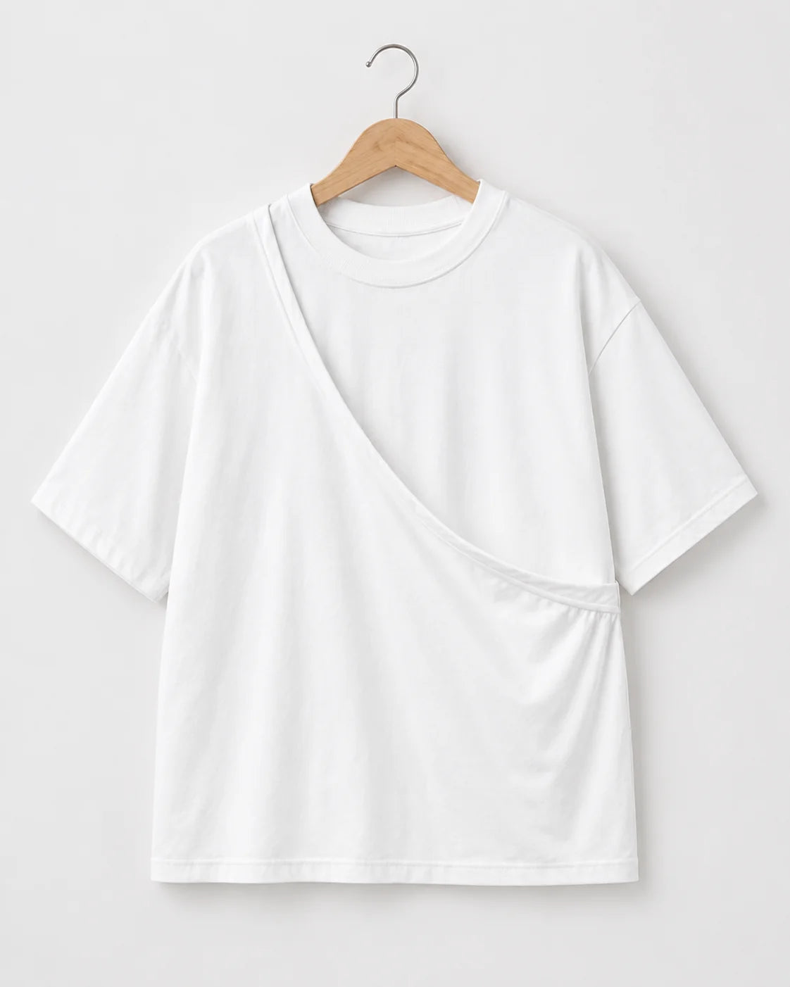 White PawPal t-shirt showing diagonal built-in cat pouch
