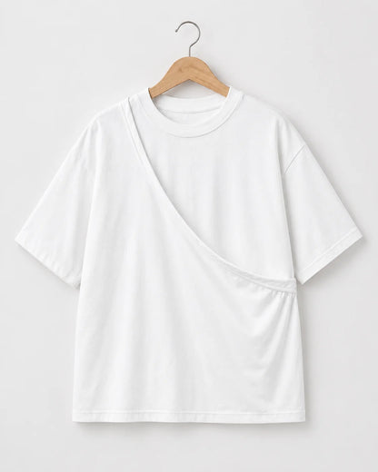 White PawPal t-shirt showing diagonal built-in cat pouch