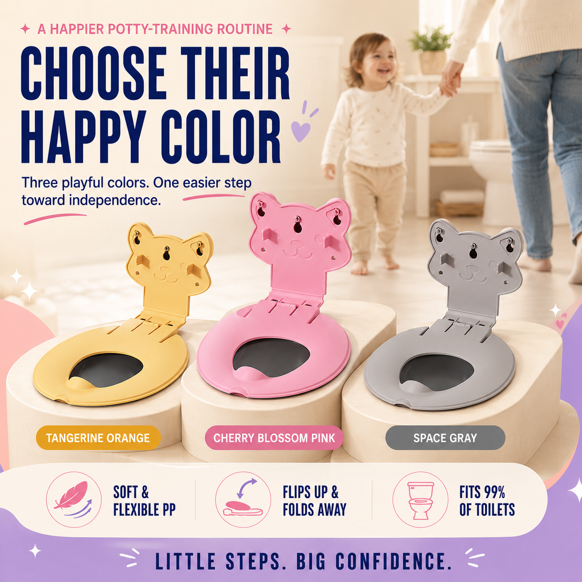 Flip-Down Toddler Toilet Training Seat – Easy Potty Training Upgrade