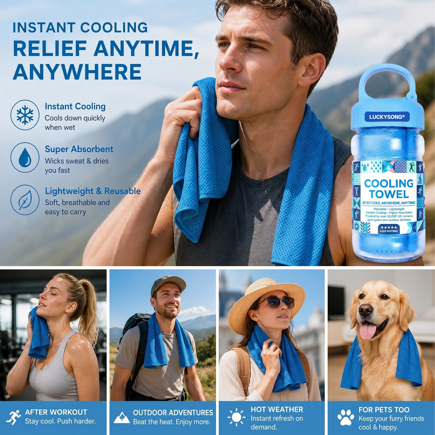 🎁 Buy 1 Get 1 Free — Limited Time Summer Offer ❄️ Instant Cooling Towel — Stay Cool Anywhere, Anytime