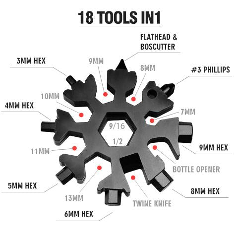 Schema funzioni del 18-in-1 Strumento multiuso Snowflake