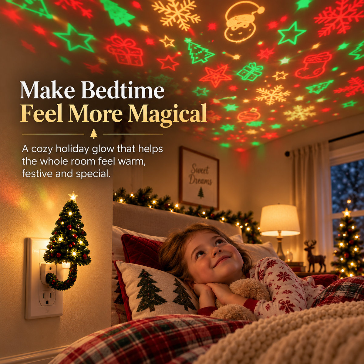 🎄Christmas Tree Projector Night Light — Plug-In Ceiling Décor